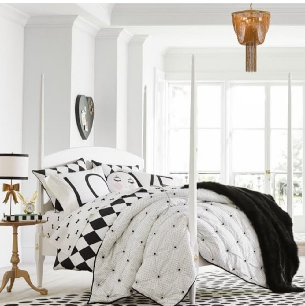 Pottery Barn Vaudeville white and black dot comforter & shams